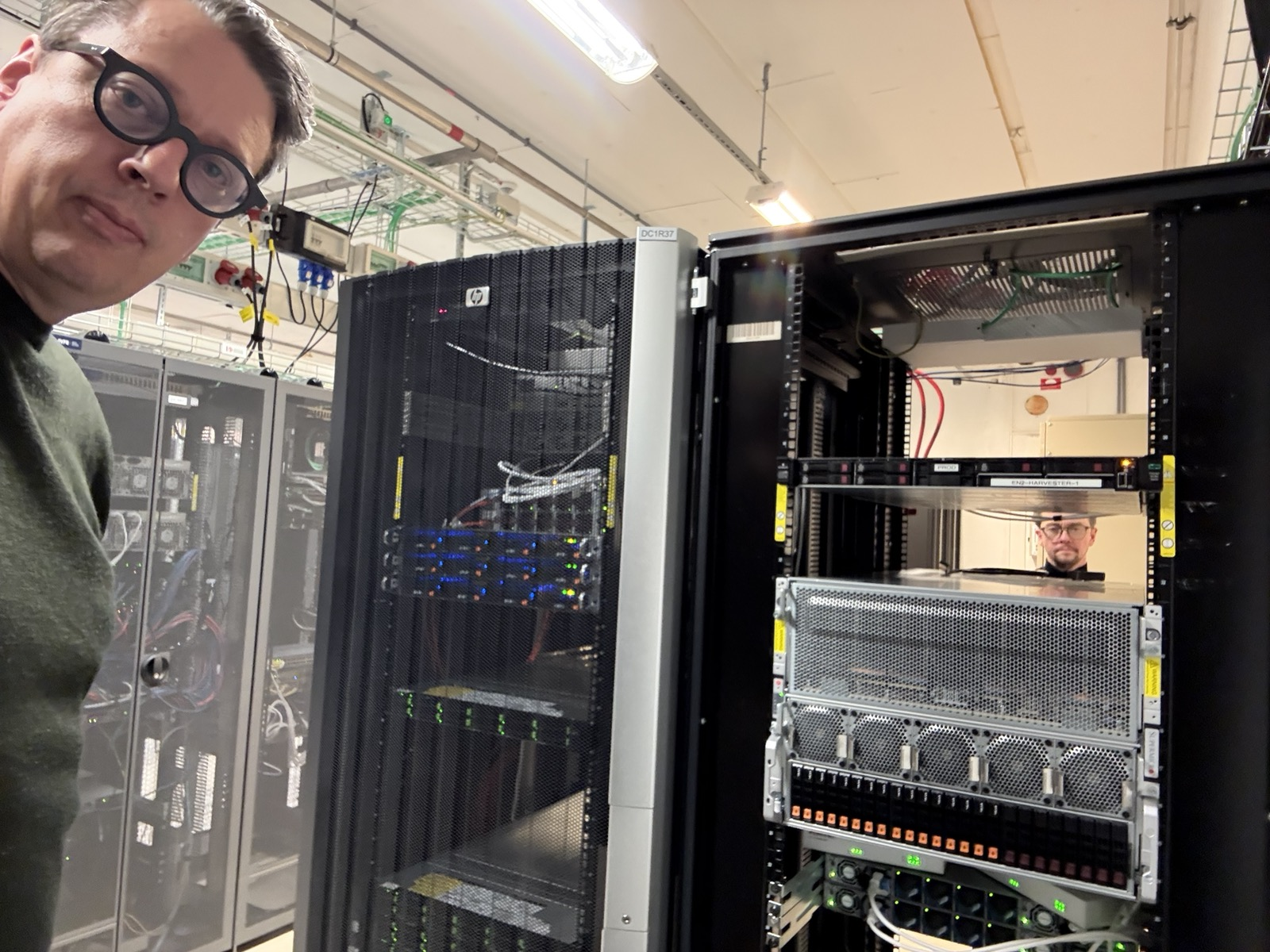 Server rack with AMD MI300x accelerators in a modern data center